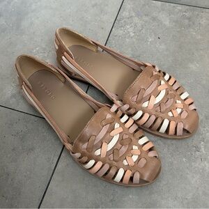 NEW Nisolo huarache tan multi leather slip on sandals 7